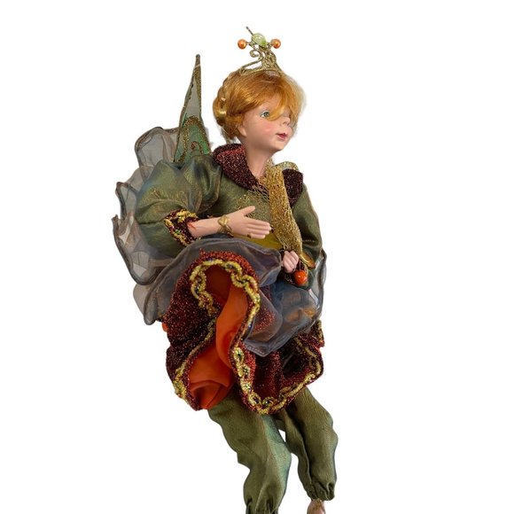 Vintage ENCHANTED FAIRY Figurine Woodland Autumn Fall Leaves Height Handmade 13" - Picture 7 of 8